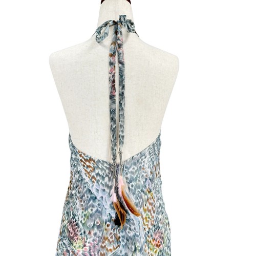 Meghan Los Angeles Y2K Maxi Dress 4 Blue Boho Bohemian Festival Halter Party - Picture 8 of 17
