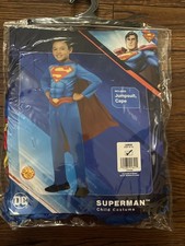 DC SUPERMAN Child Costume Jumpsuit Cape Sz Large 10/12