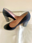 KATE SPADE - GLITTER HEEL PUMPS, Size 7, Black suede — photo 4