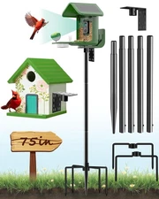 Bird Feeder Pole – 75 Inch Height Bird House Pole with 1-Inch Dia Heavy Duty ...