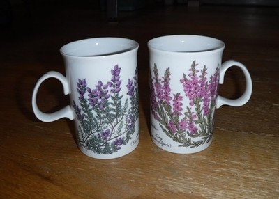 Dunoon Mugs Scottish Heathers & Ling by Kathy Pickles set of 2...BEAUTIFUL