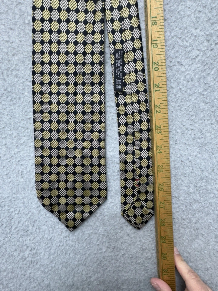 Corbata Brioni Negra Oro Plata Geométrica Diamante Seda Hecha en Italia Corbata Lujo Foto 4 de 4