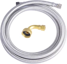 Braided Stainless Steel Dishwasher Connector with Elbow 72 Inches 3/8" Comp X 3/
