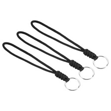 3 Pack Paracord Lanyard with Keyring 8" Wrist Keychain Cord Hook Strap Black