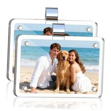 Car Picture Holder Clip Visor Frame Acrylic Magnetic Photo Frames Clear 2 PCS