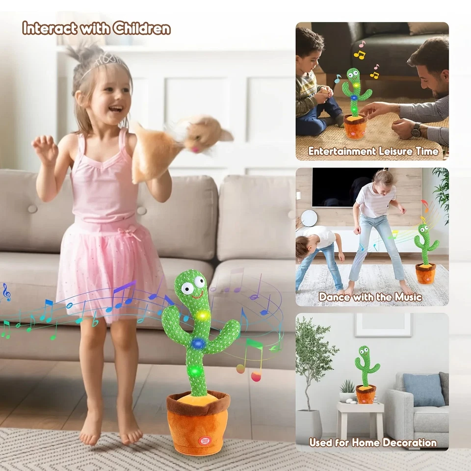Juguetes de peluche electrónicos recargables para bailar cactus brillantes pueden cantar disco Foto 4 de 4