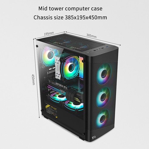 Transparent Computer Case Desktop PC Tower For ATX/M-ATX Motherboard 330mm - Afbeelding 12 van 12