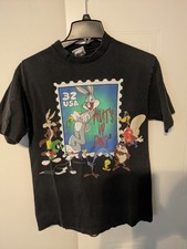 Vintage 90s Looney Tunes Warner Bros Cast Characters Graphic TShirt S/M