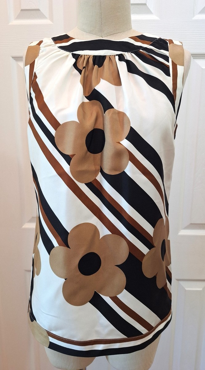 DOLCE & GABBANA Top Multicolor Floral Silk Sleeveless Tank Blouse