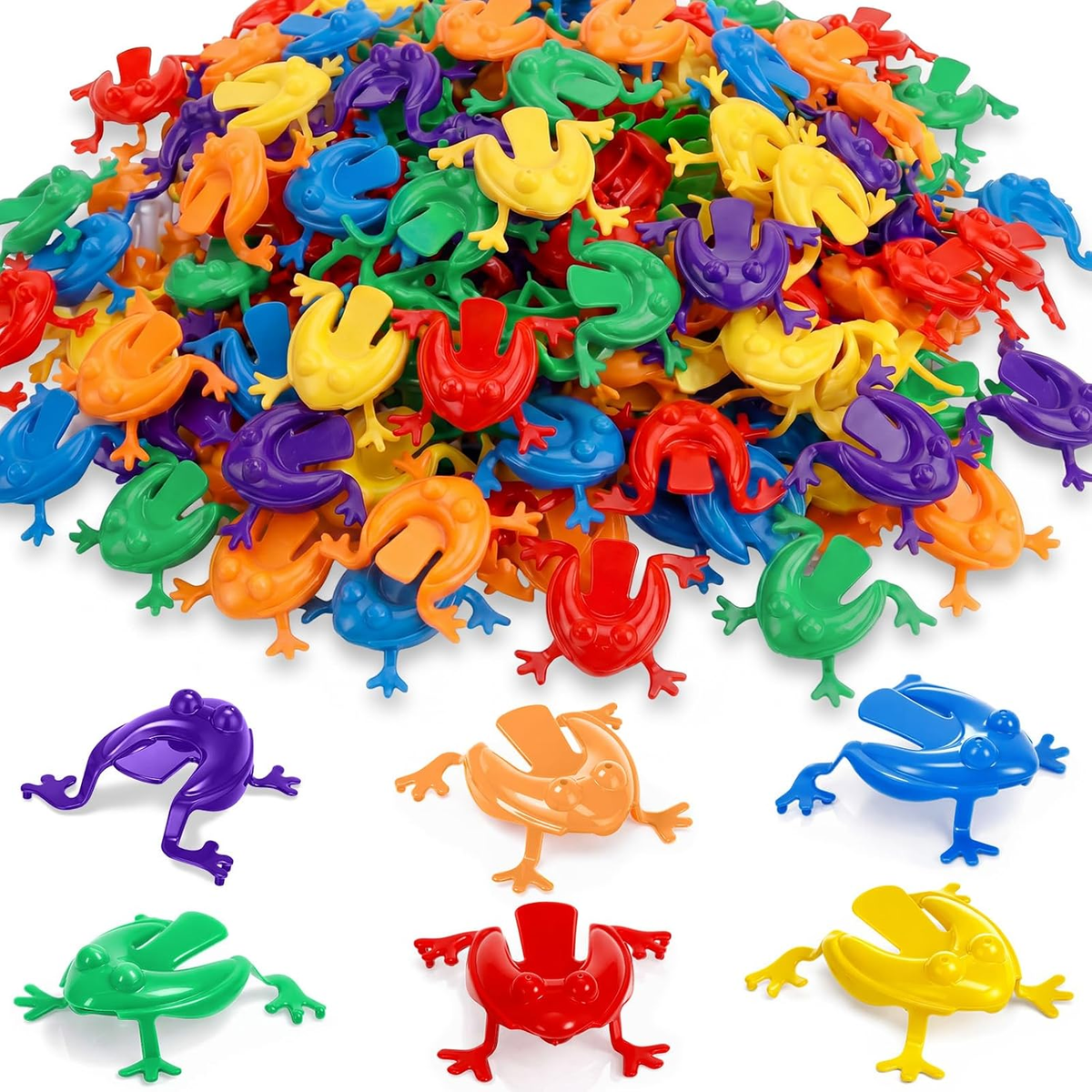 12 Pcs Jumping Frog Toy 2 Inches Assorted Colors Plastic Frogs