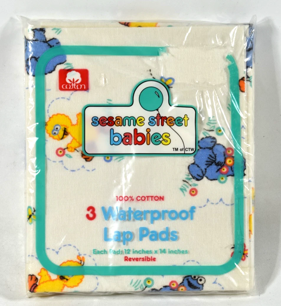 Vintage Baby Sesame Street Lap Pads NEW SET OF 3 12x14 Big Bird Cookie Monster