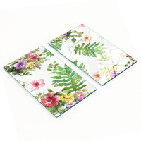 Mehrzweck-Deko-Tischplatte Aus Glas, Blumenmuster, 2X30X52 Cm