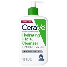 CeraVe Hydrating Facial Cleanser Face Wash Hyaluronic Acid Dry Skin 16 oz