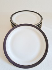 8 Vintage Speiseteller ESCHENBACH Blauband (echt Kobalt) & Goldrand 