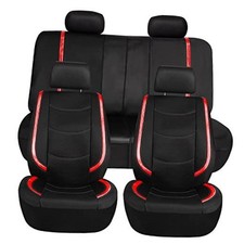 Full Set Faux Leather Car - Universal Fit, Low Back Front Red Seat Covers