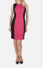 Tahari Pink And Black Sheath Dress Sleeveless Colorblock Lined Zip Back 8