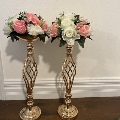 2Pcs Gold Vase for Wedding Centerpieces, 23 Inch Tall Flower Stand