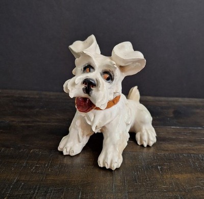 Capodimonte Mollica Porcelain Terrier Made In Italy  5.25''H X 7.25''L