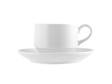 Teetasse Porzellan wei&szlig; Dekor Meran mit Teller Cc180