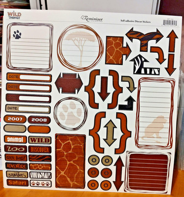 Reminisce WILD THINGS JOURNALING 12x12 Cardstock Sticker Sheet scrapbooking
