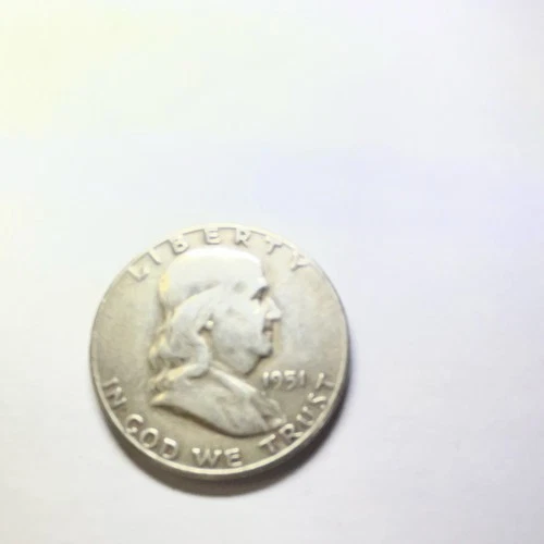 1951 Franklin Half Dollar Silver 50C Coin 0.9 Fineness Uncertified US Currency