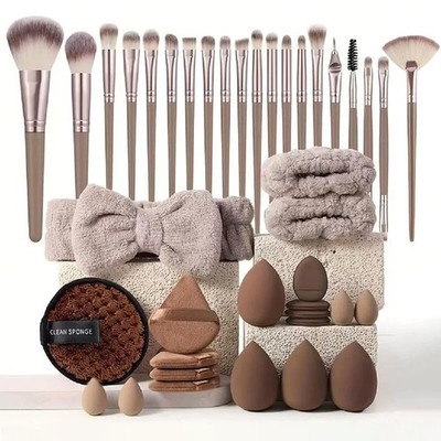 40tlg Makeup Pinselset Schminkpinsel Set Make Up Pinsel mit Applikatoren & Tool