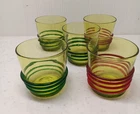 RARE Vintage 1950's 600 DOF BLENKO Ring Glass  4” Tumbler set of 5  Sea Green