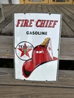 Rare Vintage 1957 Texaco Fire Chief Gasoline Metal Porcelain Enamel  18 x 12" #2