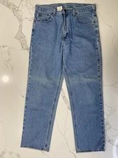 VINTAGE Carhartt Mens Jeans 35x32 in Relaxed Fit Blue Denim Light Wash B160 STW