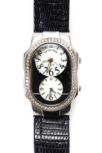 Phillip Stein Womens Stainless Steel Diamond Accent Teslar Quartz Watch 32mm