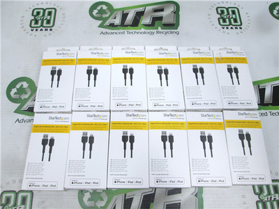 StarTech Rugged USB A to Lightning Cable 1ft Black Heavy Duty Aramid Lot of 12