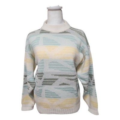 Vintage Burlington Sweater Women's Size M Knit Nordic Fair Isle Geometric Preppy