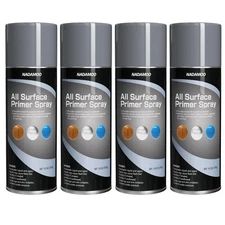 All Surface Primer Spray One-Part Epoxy Primer Matte Gray 4 Cans Enhance Adhe...