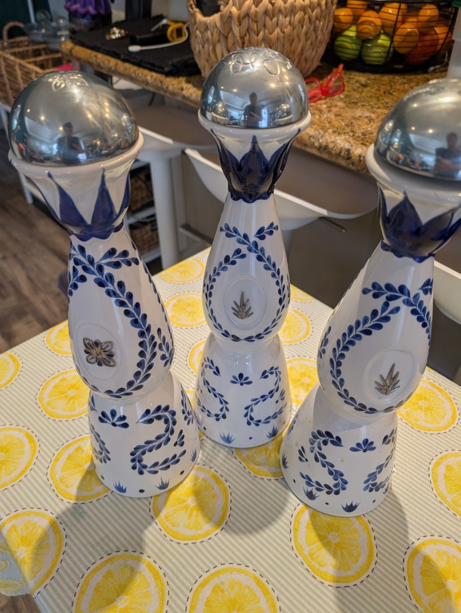 Clase Azul Reposado Empty Bottles with Silver Bell Top Hand