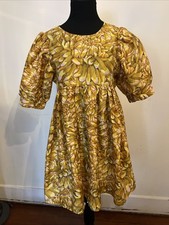 Kika Vargas Target Mum Floral Puff Sleeve Mini Babydoll Dress Yellow Gold MEDIUM
