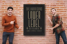 Custom LOWER LEVEL Sign – Personalized Basement Entertainment Room Decor Theater