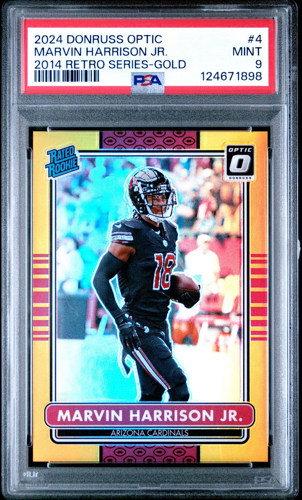 2024 PANINI DONRUSS OPTIC 2014 RETRO SER GOLD #4 MARVIN HARRISON JR. 6/10 PSA 9