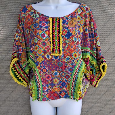 Ken Ferns For Splash Relaxed Fit Blouse Women's Size 4 Three quarter Sleeves