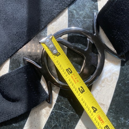New Armani Exchange AX Logo Belt Y2K Vintage Genuine Leather Suede Black Size XL - Picture 7 of 15