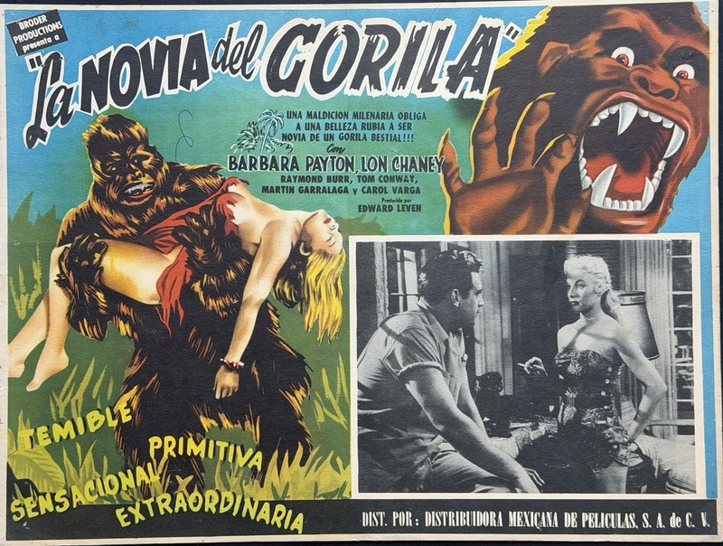 BRIDE OF THE GORILA BARBARA PAYTON RAYMOND BARR  MEXICAN LOBBY CARD 1951