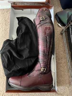 DeNiro Tall Boots - Patent Burgundy Croc - Polo Style Ride & Fly - 43 MC M (New)