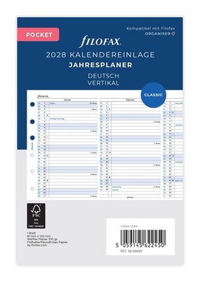Filofax Pocket Jahresplaner 2028 vertikal