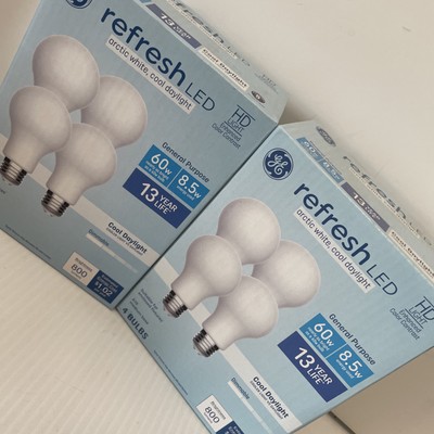 Lot Of 2 GE Refresh Led White Cool Daylight 60w 800 Lumens A19 Dimmable/207d