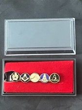 Barra de corbata Demolay Master Mason cuadrada Past Master sin cuadrada PDDGM tono dorado ¡NUEVA!