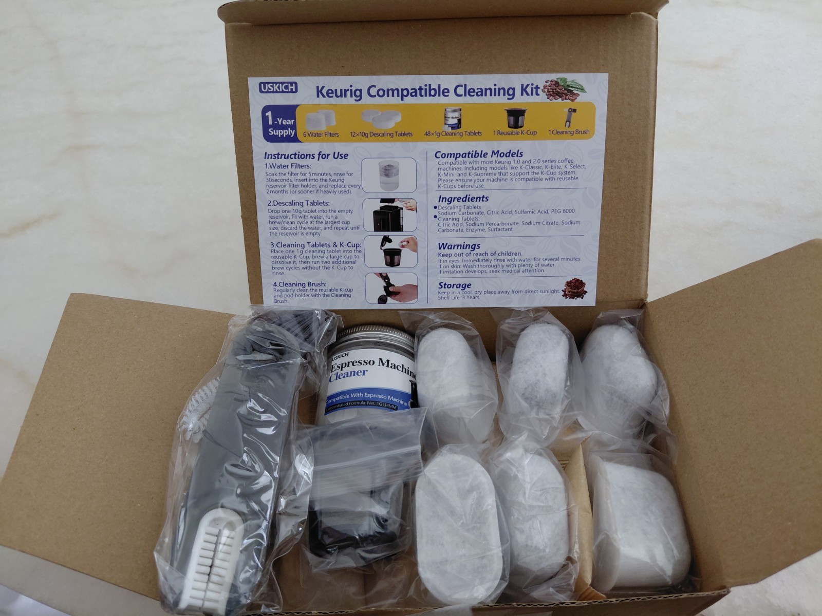 Keurig Compatible Cleaning Kit – 1 Year Supply Filters Descaling Tablets NEW