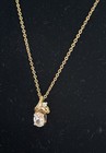 Vtg 1960s LIND 14K Gold Electroplated Pendant Necklace w 2 Clear Zirconiums — photo 8