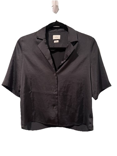 Aritzia Wilfred Top Womens 2XS Black Baggy Button Up Old Money Minimalist Travel