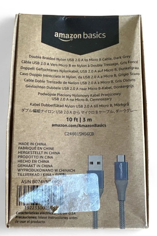 Amazon Basics 10ft Braided USB 2.0 A to Micro-B Cable – Dark Grey Durable Cord - Image 2 of 2
