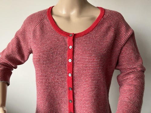 Seasalt Spoondrift Strickjacke Kaschmir / Merino rot grau Streifen 3/4 Ärmel 12 - Bild 2 von 10