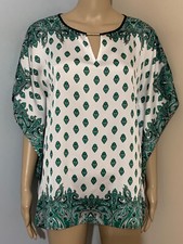 DANA BUCHMAN S Green White Paisley Scarf Prin...
